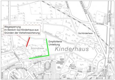 Wegesperrung in Münster Kinderhaus.<br>Skizze/LWL