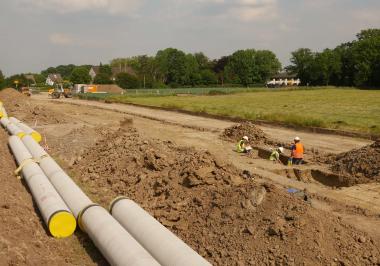 Auf der Gelsenwasser-Trasse wurden weitere Reste einer bereits 2006 entdeckten mittelalterlichen Hofstelle freigelegt.<br>Foto: EggensteinExca/Georg Eggenstein