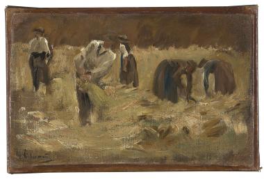 Max Liebermann, Getreideernte, 1874, Schenkung von Günther und Dorothea Kern.<br>Foto: LWL / Sabine Ahlbrand Dornseif