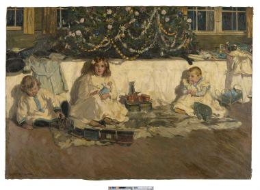 Robert Weises "Kinder unter dem Weihnachtsbaum" (1905) ist passend zur Advents-zeit das Kunstwerk des Monats Dezember im LWL-Museum für Kunst und Kultur. © LWL-Museum für Kunst und Kultur, Münster.<br>Foto: Sabine Ahlbrand-Dornseif