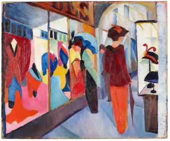 In der Ausstellung "August und Elisabeth Macke" im LWL-Museum für Kunst und Kultur ist auch das Gemälde "Modegeschäft" von 1913 zu sehen.<br>Foto: LWL/Neander