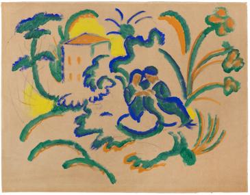 Das LWL-Museum für Kunst und Kultur Münster präsentiert im Juni August Mackes "Orientalisches Liebespaar" (1912) als Kunstwerk des Monats.<br>Foto: LWL/Hanna Ne-ander