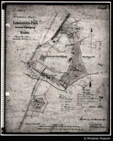 Übersichtsplan von der Bahnhofsbefestigung aus dem Jahr 1875.&lt;br&gt;Quelle: Mindener Museum 