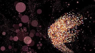 Die italienische Künstlerin Cristina Tarquini greift für ihre Arbeit auf wissenschaftliche Datensätze zurück und übersetzt diese in fließende Bilder aus animierten Punktwolken.&lt;br&gt;Foto: Stu-dio Crtg 