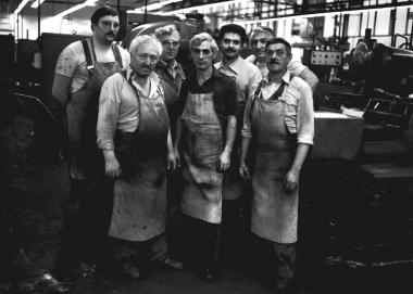 Arbeiter der Dürrkoppwerke in Bielefeld (1982).<br>Foto: LWL / Boström