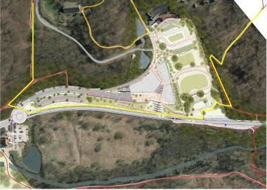 Der Plan zeigt den bisherigen Wanderweg (rot) und die Umleitung (gelb). Die gepunkteten Linien markieren die Spazierwege, die nach der Neugestaltung und Wiedereröffnung der ehemalige Gartenanlage Friedrichsthal zur Verfügung stehen.<br>Foto: LWL/Studio grüngrau