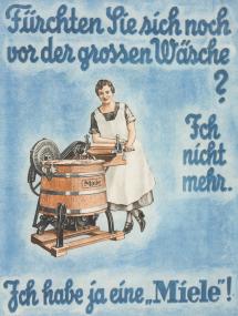 Auch historische Werbung zum Thema Hausarbeit wie diese Anzeige der Firma Miele aus dem Jahr 1905 ist in der Ausstellung zu sehen.<br>Foto: LWL