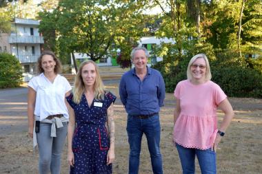 Dr. Carolin Wilker, Jasmin Böhm, Dr. Rüdiger Haas und Saskia Stahlberg (v.l.) nahmen die Auswirkungen von gesellschaftlichen Krisen auf Kinder und Jugendliche in den Blick.<br>Foto: LWL/Seifert