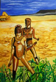 Ein Bild aus der Kunsttherapie: "Afrika", Öl auf Leinwand, Asklepios-Klinik / Forensik Hamburg