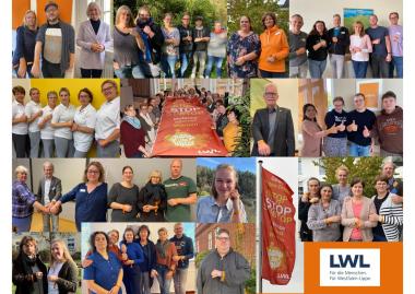 Zahlreiche Mitarbeitende der Lengericher LWL-Einrichtungen beteiligten sich an der Aktion: "#Stopp Gewalt gegen Frauen".<br>Bild: LWL