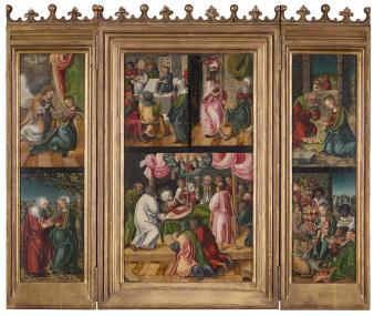 Der Altaraufsatz aus der Werkstatt von Lucas Cranach dem Älteren aus der Zeit um 1515 ist das Kunstwerk des Monats März im LWL-Museum für Kunst und Kultur.<br>Foto: LWL / Hanna Neander 