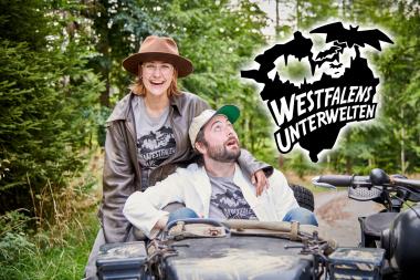Das Moderations-Duo Franzi und Fabian in der neuen Webserie "Westfalens Unterwelten" des Landschaftsverbands Westfalen-Lippe (LWL), die ab sofort auf YouTube zu sehen ist. Sie begleiten westfälische Archäologen bei Ihrer Arbeit unter Tage. Produziert wurde die Edutainment-Webserie vom LWL-Medienzentrum für Westfalen in Kooperation mit der LWL-Archäologie für Westfalen.<br>BIld: LWL