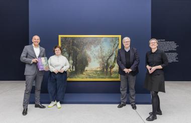 Der Direktor des LWL, Dr. Georg Lunemann, die Co-Kuratorin Sarah Siemens, Museumsdirektor Dr. Hermann Arnhold und Kuratorin Dr. Tanja Pirsig-Marshall (v. l. n. r.) stellten die Ausstellung "Sommer der Moderne" im LWL-Museum für Kunst und Kultur vor.<br>Foto: LWL/Hanna Neander 