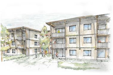 Das Wohnhaus wird elf Menschen mit Behinderung das Leben in den eigenen vier Wänden ermöglichen.<br>Skizze: Gröne Architektur
