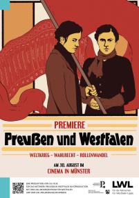 Das Plakat zur Serie ist einem Plakat zum Frauen-Tag von 1914 nachempfunden und zeigt die Protagonistinnen Marie und Käthe.<br>Foto: LWL/Tuula Kainulainen