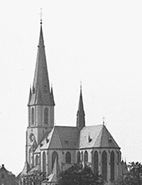 Die Lippe mit Blick zur Wallfahrtskirche St. Ida, Herzfeld, um 1930 (Ausschnitt) / Münster, Westfälisches Landesmedienzentrum, 01_2121