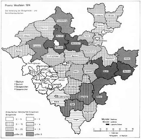 Die Verteilung der Brotgetreide- und Kartoffelanbauflächen