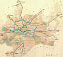 Stadtgebiet von Bocholt auf der Grundlage der Urkatasterübersicht von 1826 mit der Verlaufsrekonstruktion der mittleren Landwehr nach Angaben von A. Schmeddinghoff, 2004