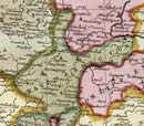 Grafschaft Ravensberg, Ausschnitt aus: Karte des Reichskreises Westfalen - "Tabula Nova Atque Exacta Westphaliae Finitimas quoque Ditiones Prafecturas et Satrapias Eleganter Comprehendens" / [Eine neue und genaue Karte von Westfalen, welche auch die benachbarten Herrschaftsgebiete, Grafschaften und Fürstentümer korrekt enthält], 1710 / 1730