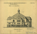 Lippstadt-Eickelborn: Erweiterungsbauten der Provinzialpflegeanstalt Eickelborn, Bet- und Festsaal,  Blatt 4: östliche Ansicht [Vermerk: überholt], 1908-12