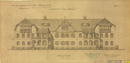 Lippstadt-Eickelborn: Erweiterungsbauten der Prov[inzial] Pflegeanstalt Eickelborn, Blatt 4: Lazarett mit Siechenabteilung, Südliche Ansicht [Frauen und Männer, 7], 1909-12