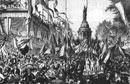 Die Einweihungsfeier für das Hermannsdenkmal am 16.08.1875, Holzstich aus der Zeitschrift "Gartenlaube", 1875 / Münster, LWL-Medienzentrum für Westfalen