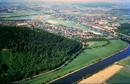 Porta Westfalica: Luftbild der Porta Westfalica, 1990 / Münster, LWL-Medienzentrum für Westfalen/Stuttgarter Luftbild Elsäßer GmbH