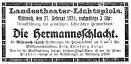 Anzeige der Landestheater-Lichtspiele für die Uraufführung von "Die Hermannschlacht", in: Blomberger Anzeiger vom 26.02.1924