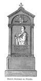 Bad Ems, Frücht: Grabmal für Karl Freiherr vom Stein in der Grabkappel zu Frücht bei Bad Ems, errichtet 1836 vermutlich nach den Entwürfen von Johann Claudius von Lassaulx (1781-1848), Zeichnung aus: Ludwig Spengler, Der Kurgast in Bad Ems, 2. Aufl., Wetzlar 1860 / Bad Ems, Verbandsgemeindearchiv / Bad Ems, Verbandsgemeindearchiv