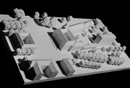 March, Werner (1894-1976): Münster, Freiherr-vom-Stein-Platz: Modell für das geplante neue Landeshaus des Landschaftsverbandes Westfalen-Lippe, erbaut 1950-1953 nach den Plänen des Mindener Architekten Werner March, Variante B / Münster, LWL-Bau- und Liegenschaftsbetrieb / Münster, Internet-Portal "Westfälische Geschichte"