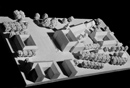 March, Werner (1894-1976): Münster, Freiherr-vom-Stein-Platz: Modell für das geplante neue Landeshaus des Landschaftsverbandes Westfalen-Lippe, erbaut 1950-1953 nach den Plänen des Mindener Architekten Werner March, Variante D / Münster, LWL-Bau- und Liegenschaftsbetrieb / Münster, Internet-Portal "Westfälische Geschichte"