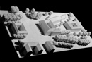 March, Werner (1894-1976): Münster, Freiherr-vom-Stein-Platz: Modell für das geplante neue Landeshaus des Landschaftsverbandes Westfalen-Lippe, erbaut 1950-1953 nach den Plänen des Mindener Architekten Werner March, Variante E / Münster, LWL-Bau- und Liegenschaftsbetrieb / Münster, Internet-Portal "Westfälische Geschichte"