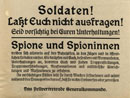 Soldaten! Laßt Euch nicht ausfragen! Seid vorsichtig bei Euren Unterhaltungen! (Warnung vor Spionen und Spioninnen)  / Landesarchiv NRW Abteilung Westfalen