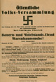 Plakat: "Öffentliche Volks-Versammlung" der NSDAP-Ortsgruppe Hattingen mit einem Vortrag von Karl Kaufmann aus Elberfeld über das "Bauern- und Mittelstands-Elend" und die "Warenhausseuche", 30.03.1928 / Berlin, Bundesarchiv