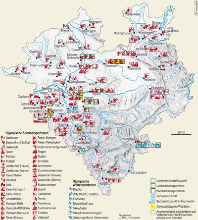 Trainingszentren und -stützpunkte für olympische Sportarten in Westfalen