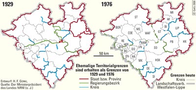 Fortbestand ehemaliger Territorialgrenzen 1929 und 1976
