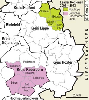 Die LEADER-Regionen Nordlippe und Südliches Paderborner Land