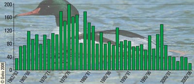 Mittlerer Bestand des Gänsesägers 1962/63 bis 2005/06