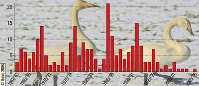 Mittlerer Bestand des Singschwans 1962/63 bis 2005/06