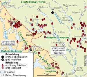 Verbreitung von Orts- und Hofwüstungen im südwestlichen Münsterland