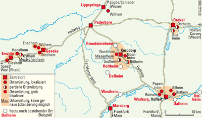 Verbreitung von -heim-Orten im südöstlichen Westfalen in karolingischer Zeit