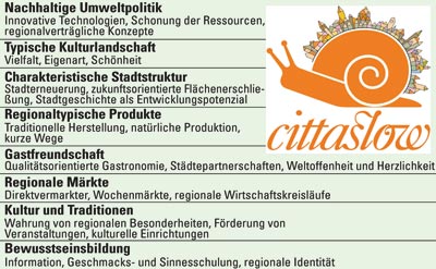 Entwicklungsziele und Stärken von Slow Cities