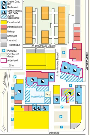 Aktuelle Erdgeschossnutzungen am Germania Campus