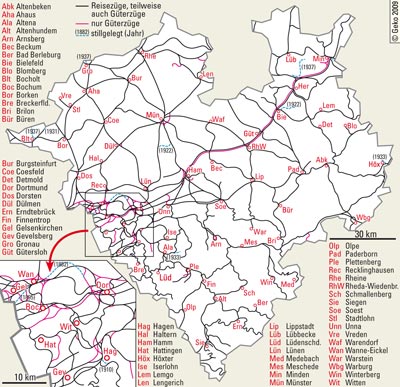 Das westfälische Eisenbahnnetz 1938