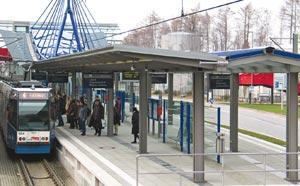 Haltestelle Universität der neuen Stadtbahnlinie in Bielefeld