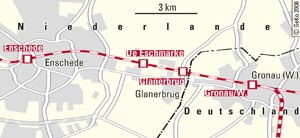 Streckenverlauf zwischen Gronau und Enschede