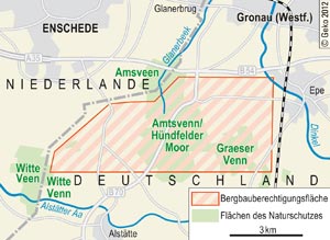 Bergbauberechtigungsflächen der SGW und Flächen des Naturschutzes