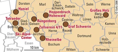 Erlebnishalden im westfälischen Ruhrgebiet