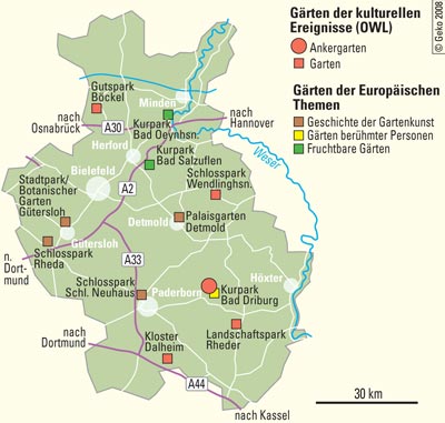 Gärten der kulturellen Ereignisse in Ostwestfalen-Lippe