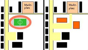 Stadtteilzentrum Unna-Königsborn vor und nach dem Umbau